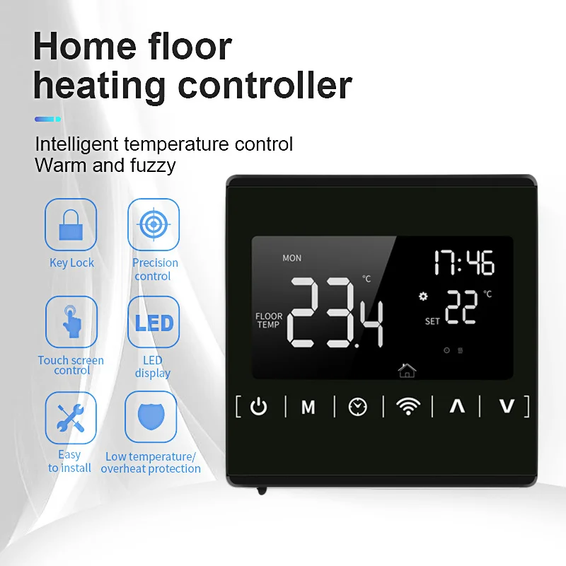 110V 120V 230V All Touch Screen Temperature Controller Thermoregulator Black Back Light Electric Heating Room Thermostat WiFi