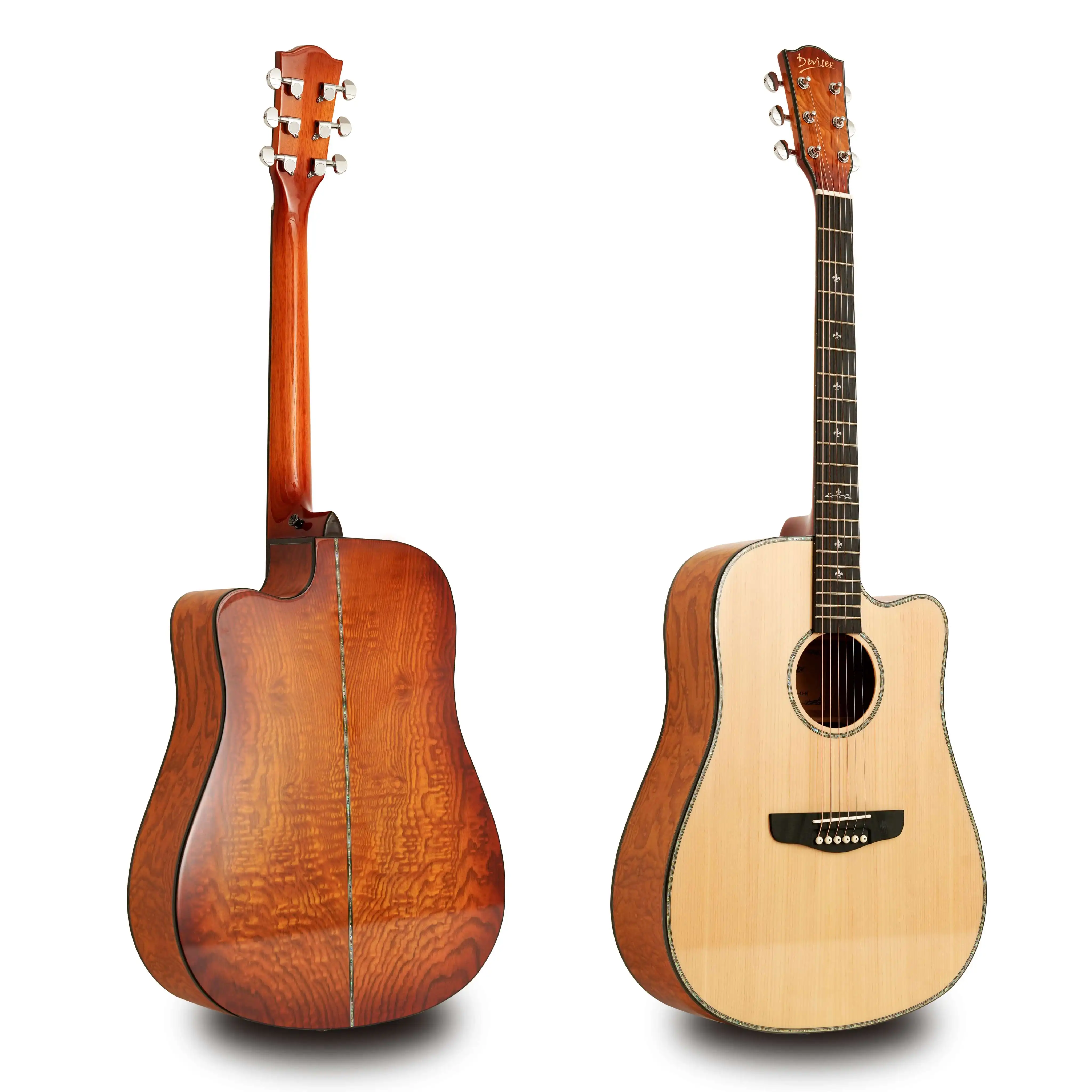 Semi acoustic guitar solid spruce wood acoustic guitar with EQ for playing