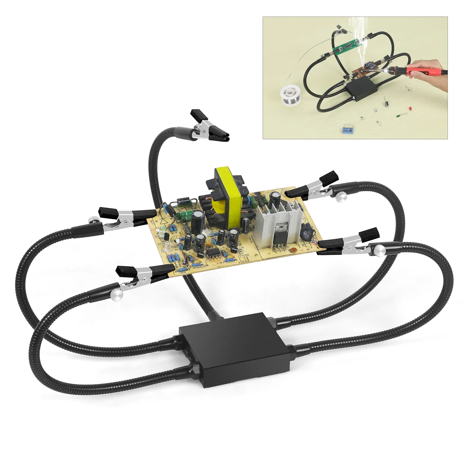 Third Helping Hand Soldering Station 5pcs Flexible Arms PCB Holder Welding Repairing Workbench Alligator Clip Tool Soldering