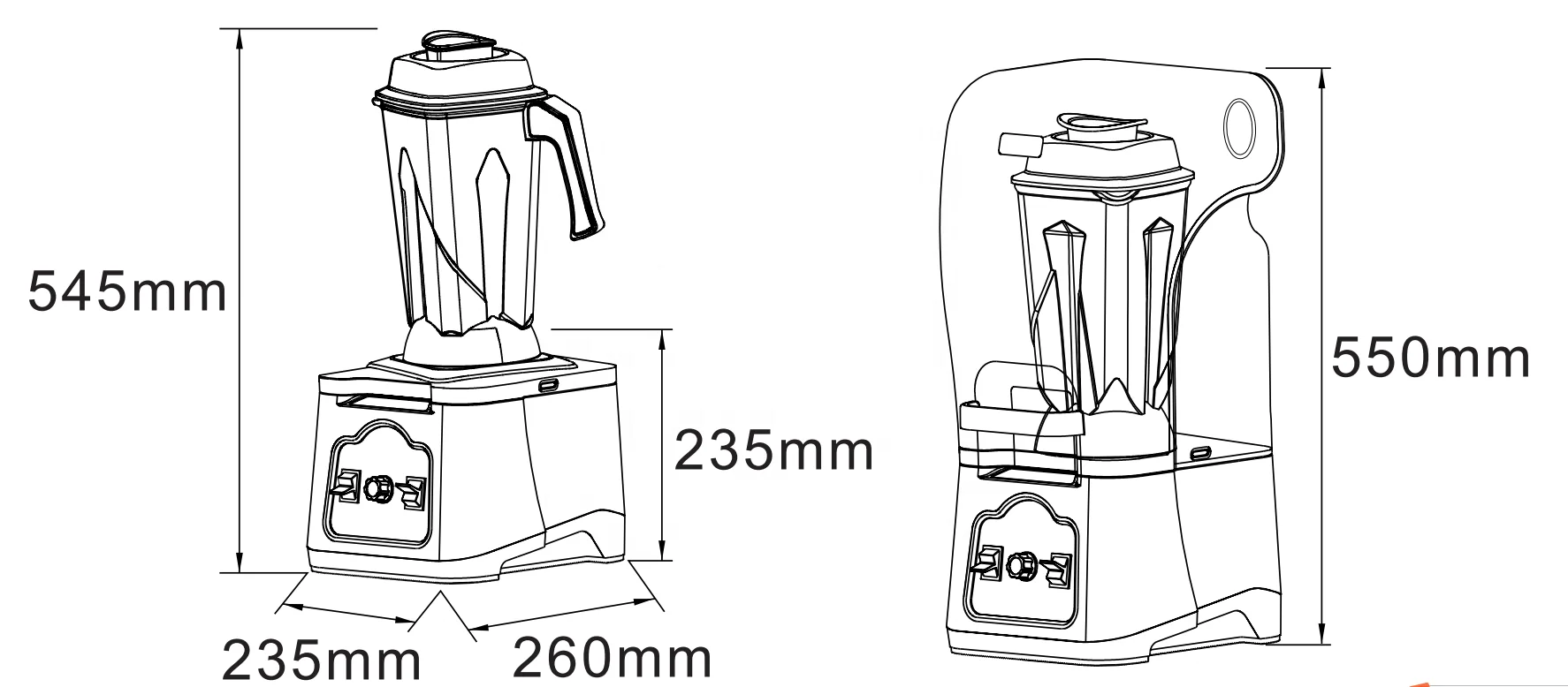 1680W Multi-Functional Stainless Steel Smoothie Ice Heavy Duty Commercial Blender  For Catering Industry