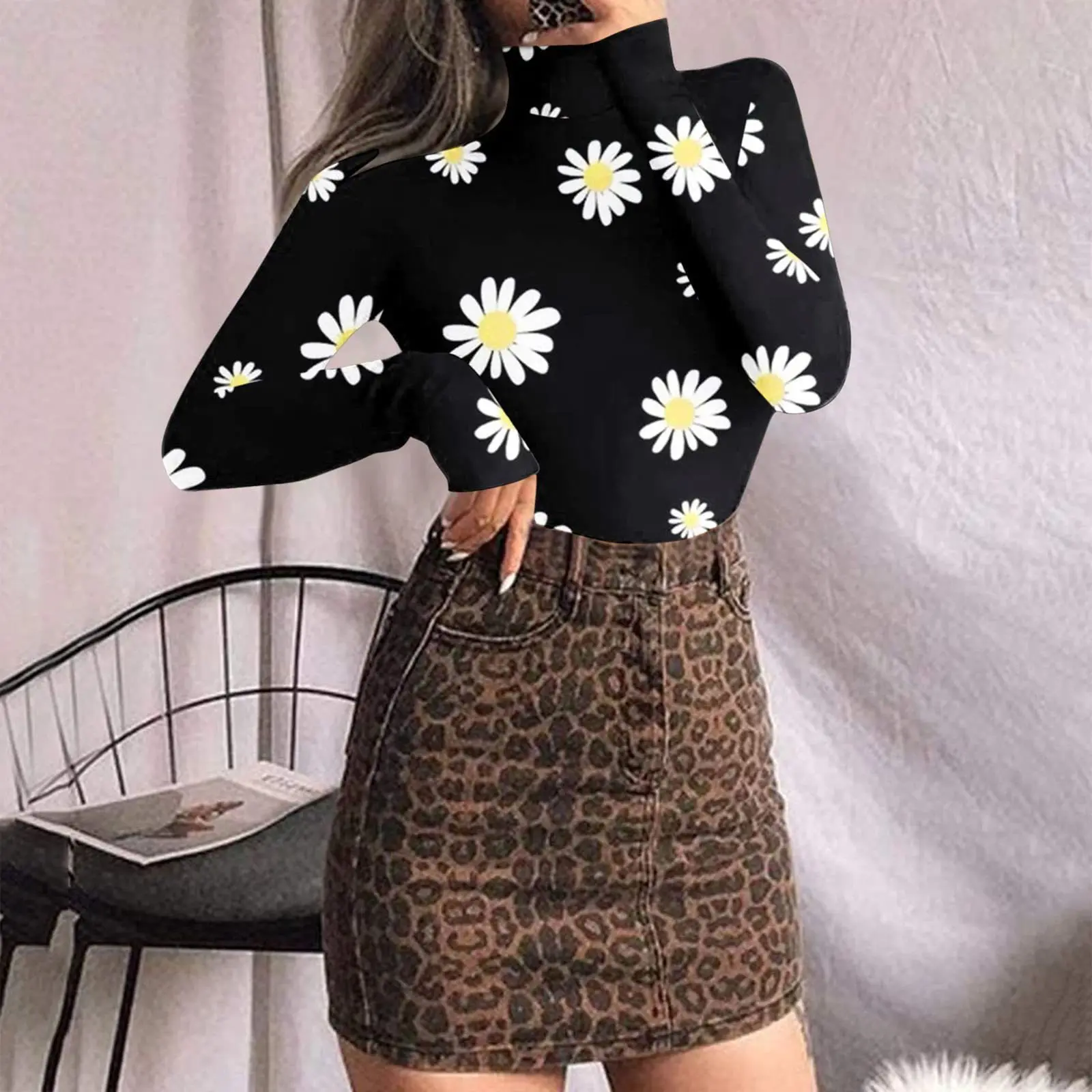 Liu Ming Cheap Wholesale Women Casual Print Bodysuit Long Sleeve Rompers Tops Body Skinny Rompers Playsuits Jumpsuit
