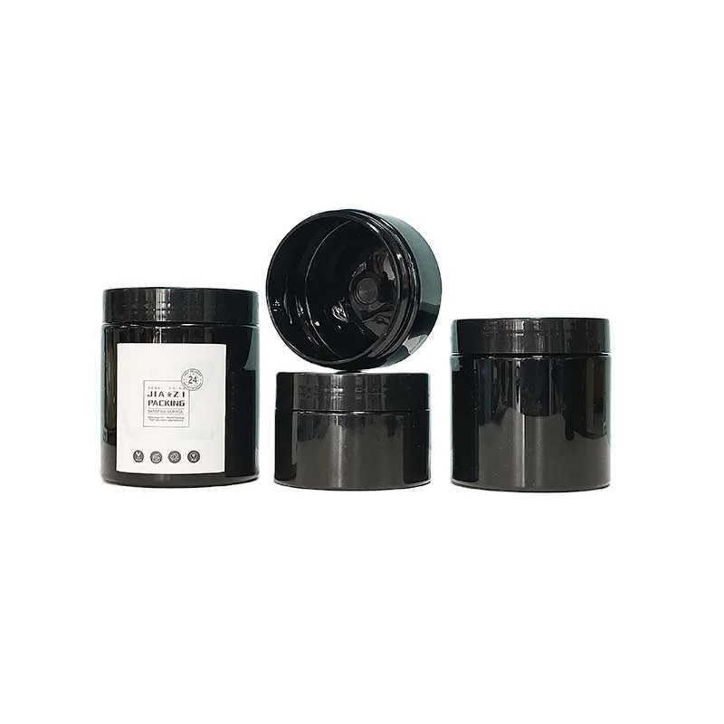 30ml 50ml 100ml 200ml 500ml black pet plastic cream jar with wide mouth