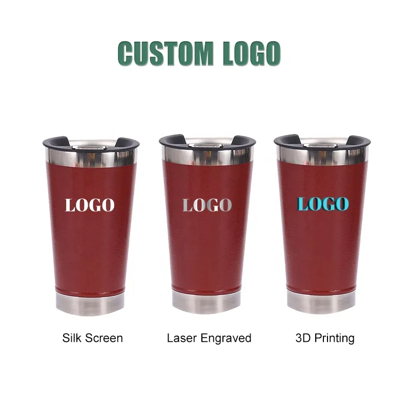 Wholesale Custom Logo Vacuum Thermo 18/8 Stainless Steel Double Wall Stay Chill Cold 16oz Beer Tumbler With Bottle Opener