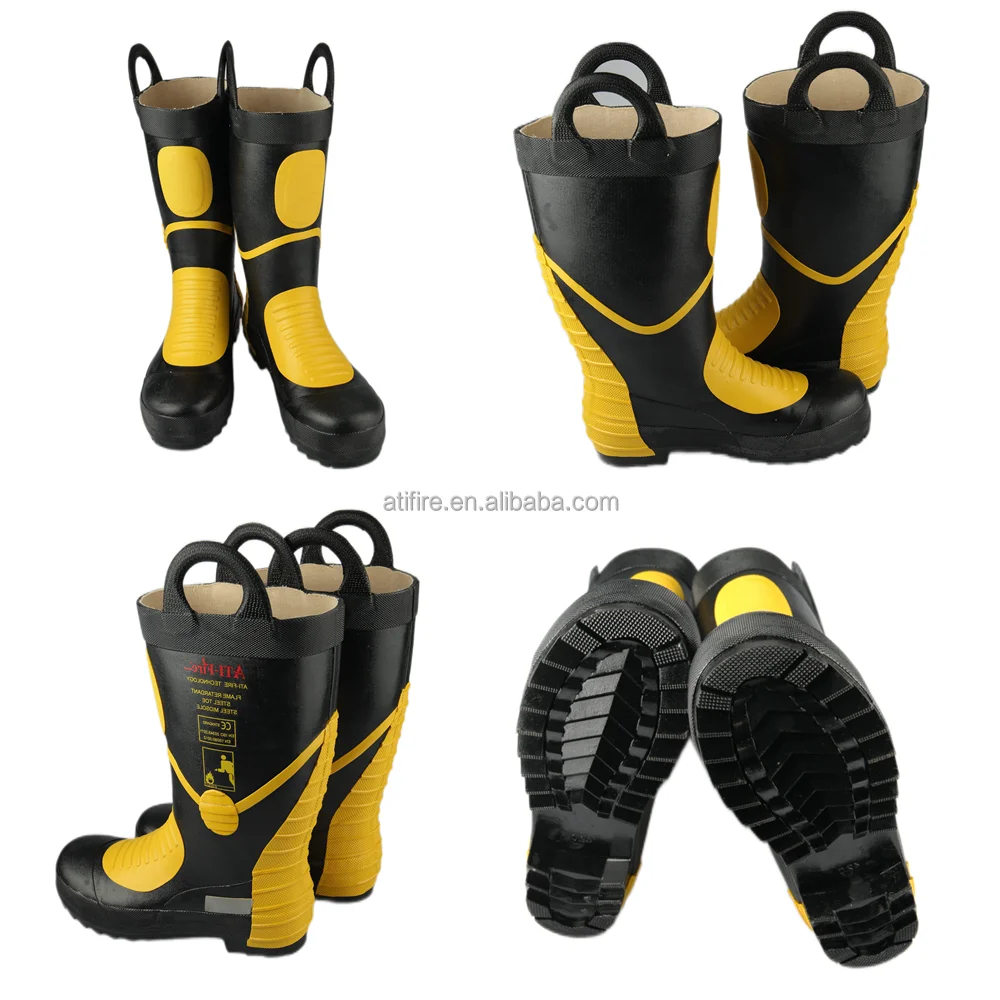 Customized LOGO Firefighter Safety Boot Flame Retardant Rubber EN15090 Fireman Rescue Fire Fighting Protection Gear Firefighting