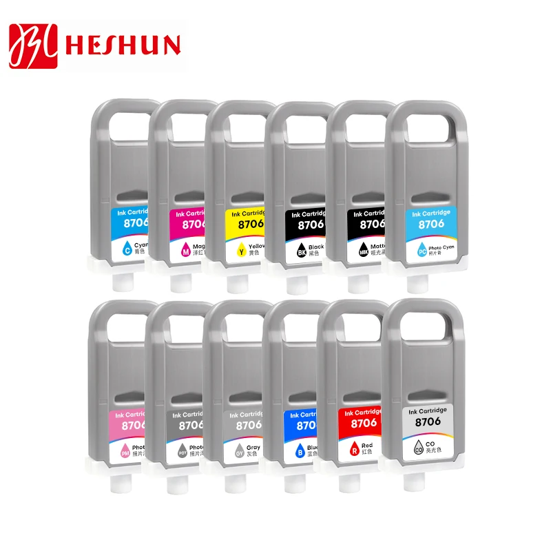PFI-8706 PFI8706 Premium Plotter Color Ink Cartridge Compatible for Canon IPF8400/9400/8100/9100/8310S/8410S/9410S/8310