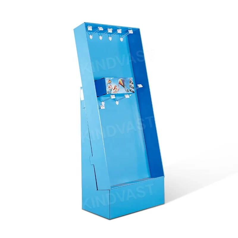 Kids Toy Hook Floor Cardboard Display Rack Green Single-sided Hook Toy Display Stand For Supermarket Promotional