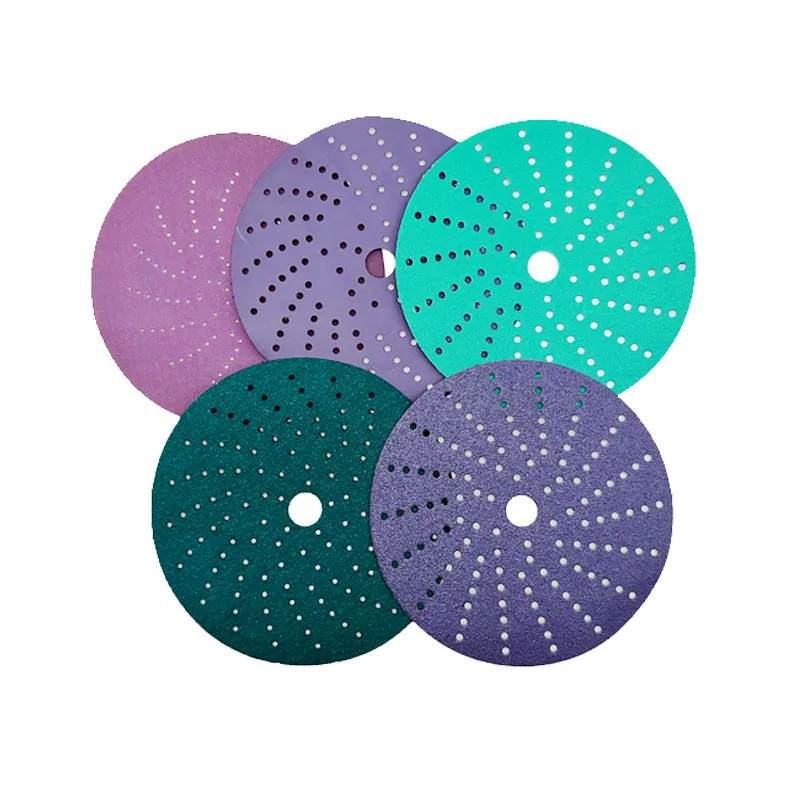 Factory direct multi hole purple sandpaper sheet 6 inch self-adhesive flocking sandpaper abrasive sandpaper for wood