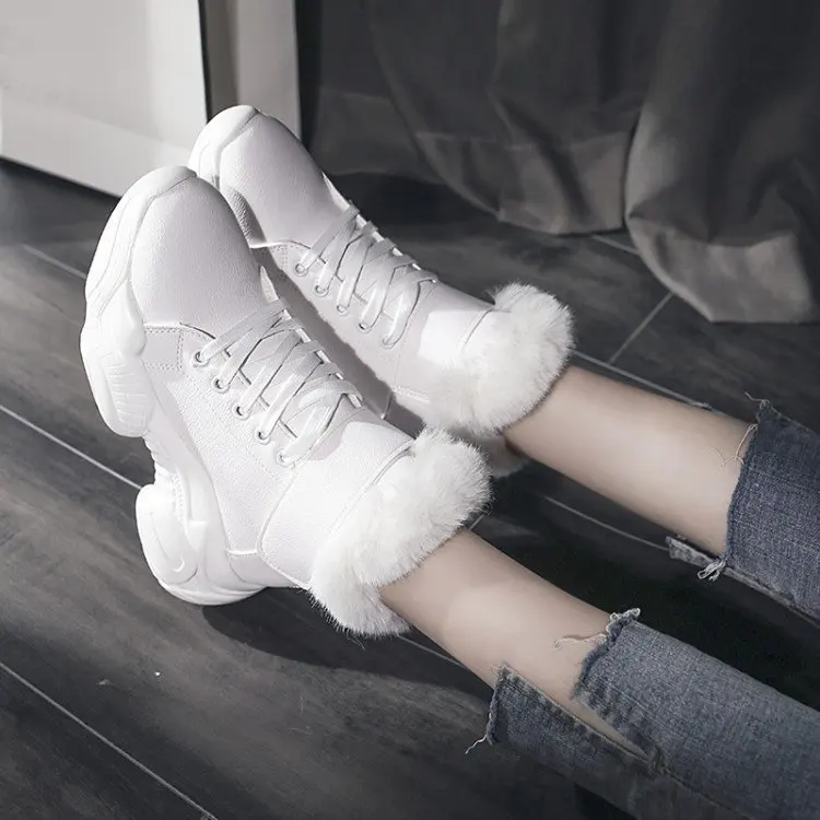 BUSY GIRL KE2630 Women warm outdoor sports shoes thick high top waterproof fashion snow booties stylish winter
