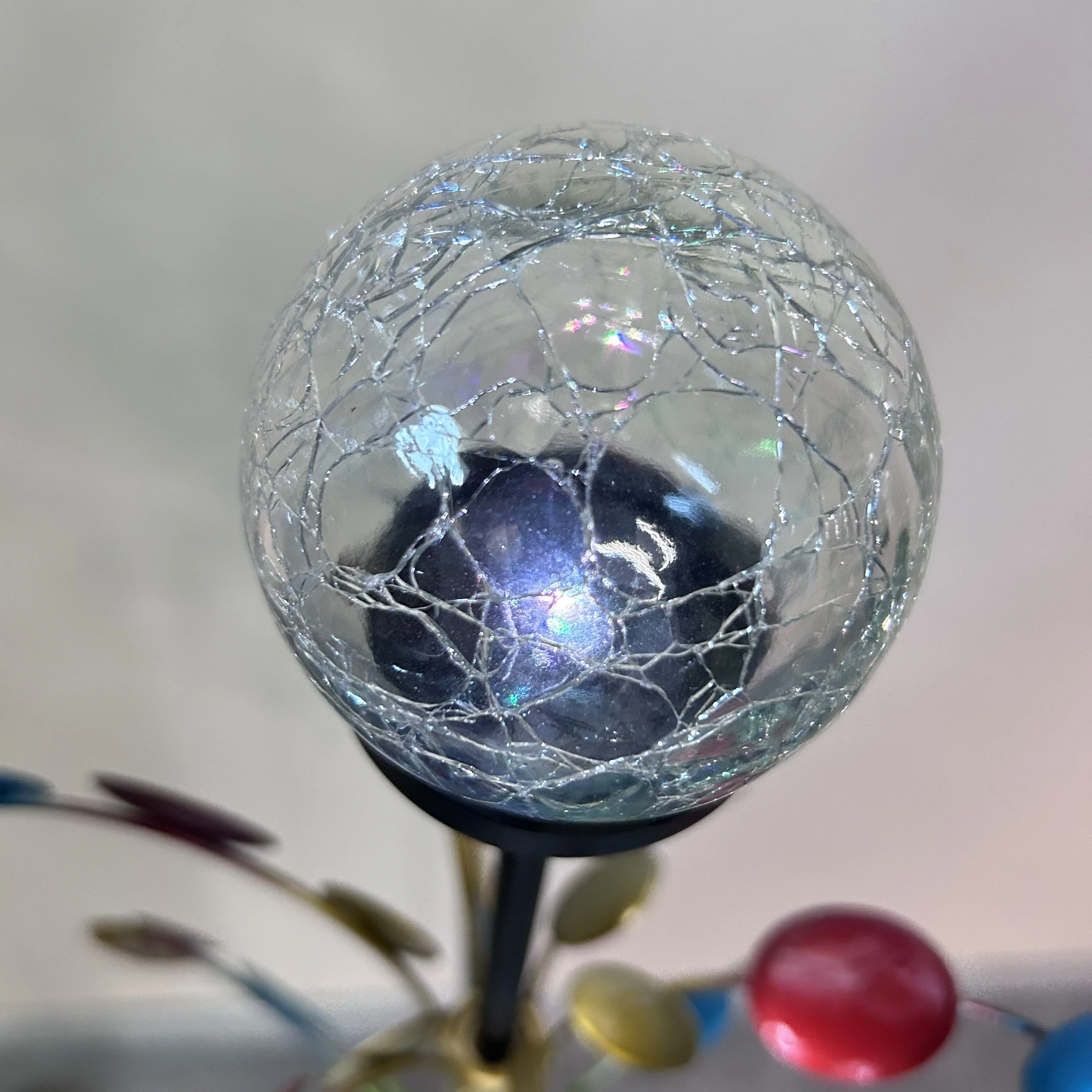 Outdoor Metal Windmill Light Ornament Spiral Cracked Glass Farm Windmill Color Two Layer Dot Wind Spinner Garden Stake