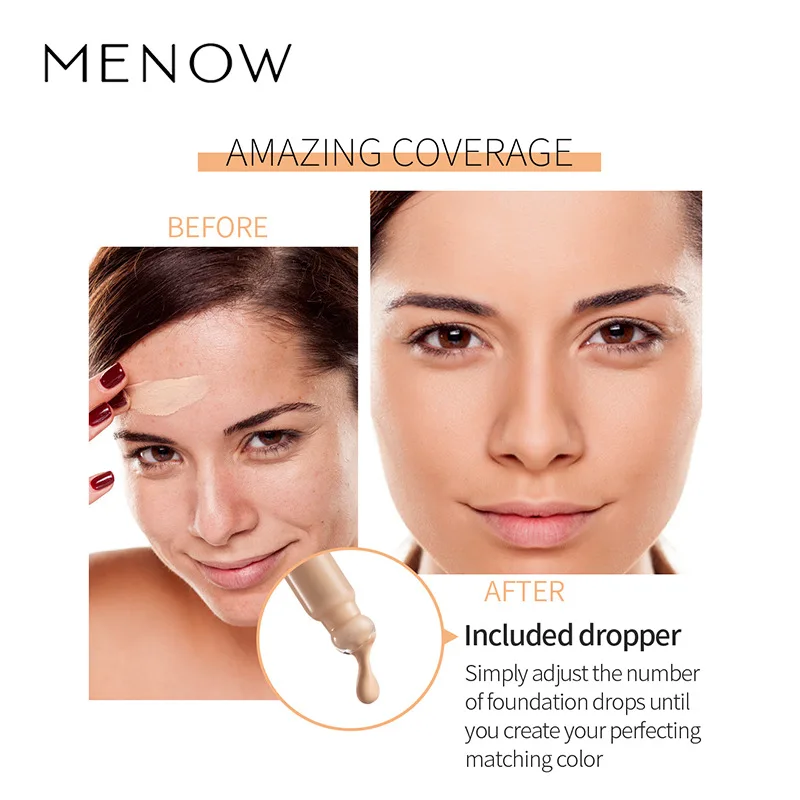 Refill makeup liquid foundation organic private label OEM long-lasting natural concealer 4 shades dark Dropper foundation