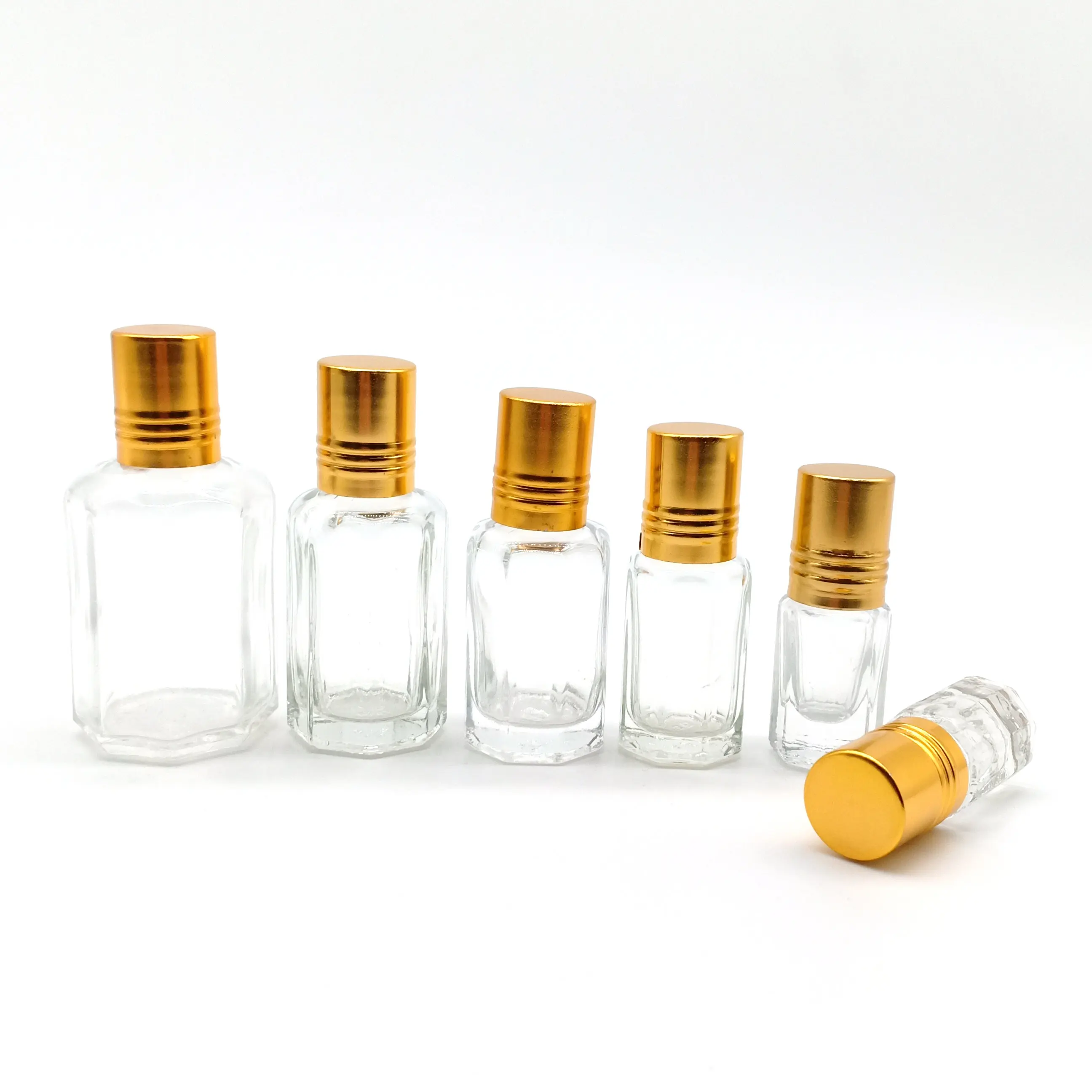 Factory sale 2ml 3 ml 6ml 12ml 20ml 60mlattar perfume glass bottle roll on 3 ml attar bottle with aluminum gold cap