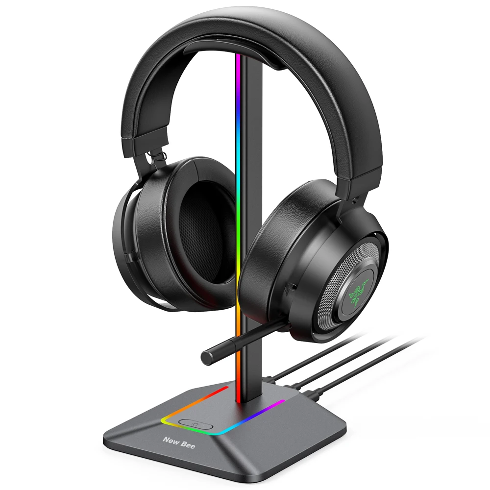 New Bee NB-Z8 RGB Gaming Headset Stand Earphone Holder for RGB Lamp Desk PC Headphone Holder with Usb Charger