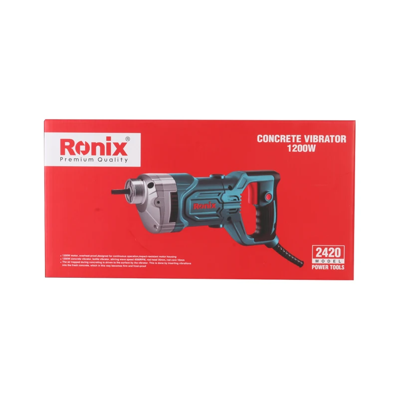 Ronix 2420 220V Portable Concrete Vibrator 4000RPM Construction Tool Plug-in Cement Vibrator 1200W Portable Electric Mixer