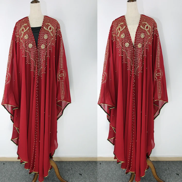 
African Abaya Dashiki Dress Hot Diamond Beaded Muslim Shawl Hooded Cape Women Sling Robe 