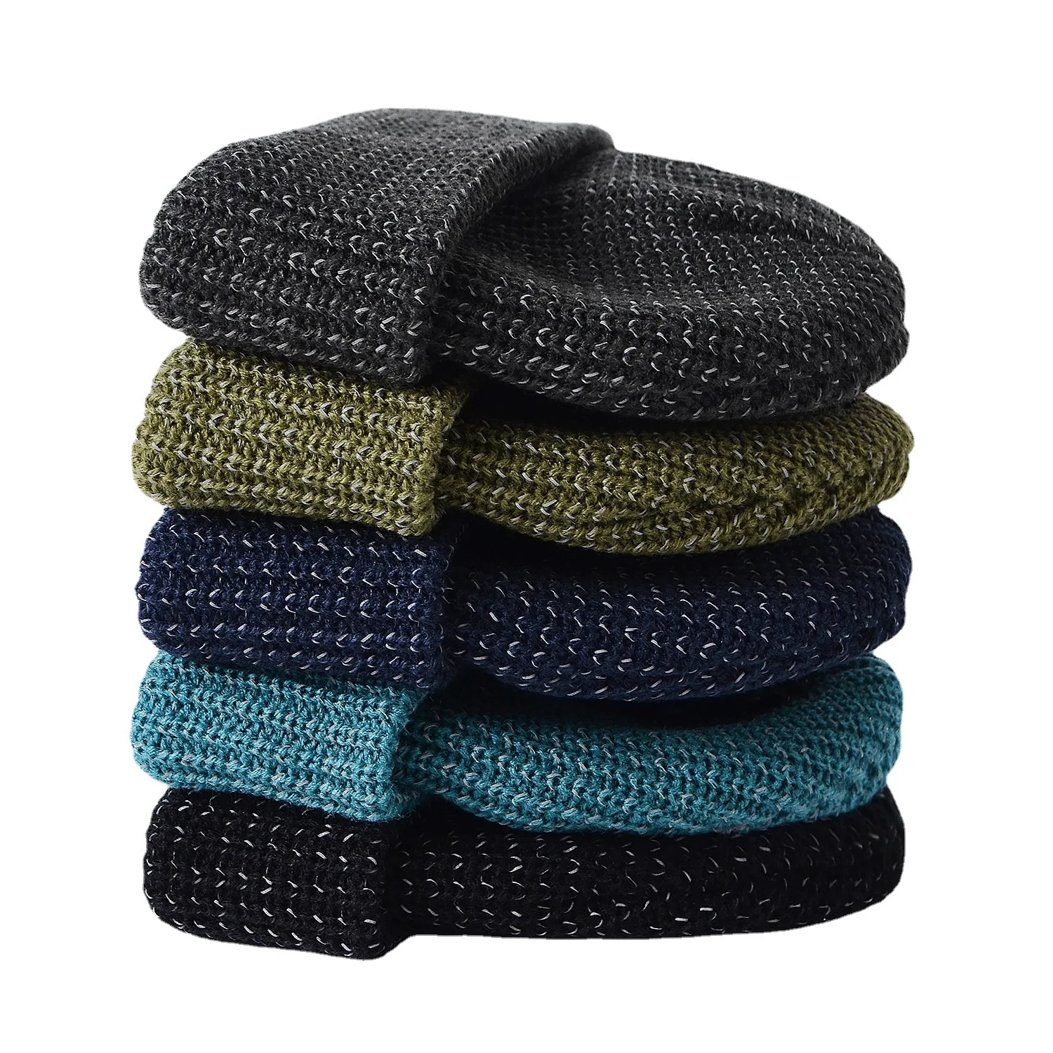 Reflective silk knitted caps Outdoor sports night Running caps Personality warning knitted caps