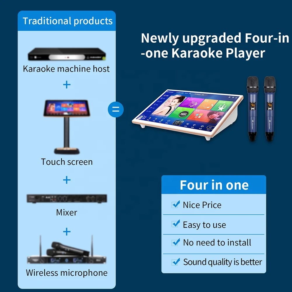 New Karaoke Player InAndOn 6T 19'  TV Connection Touchscreen KTV Karaoke Machine Adult Home Karaoke System with Microphones