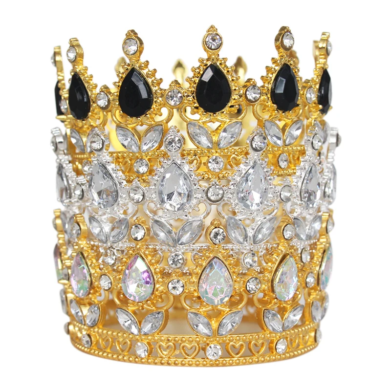 Silver Gold Children Birthday Cake Decoration Crown Flowers Decoration Pearl  Diamond Mini Crown