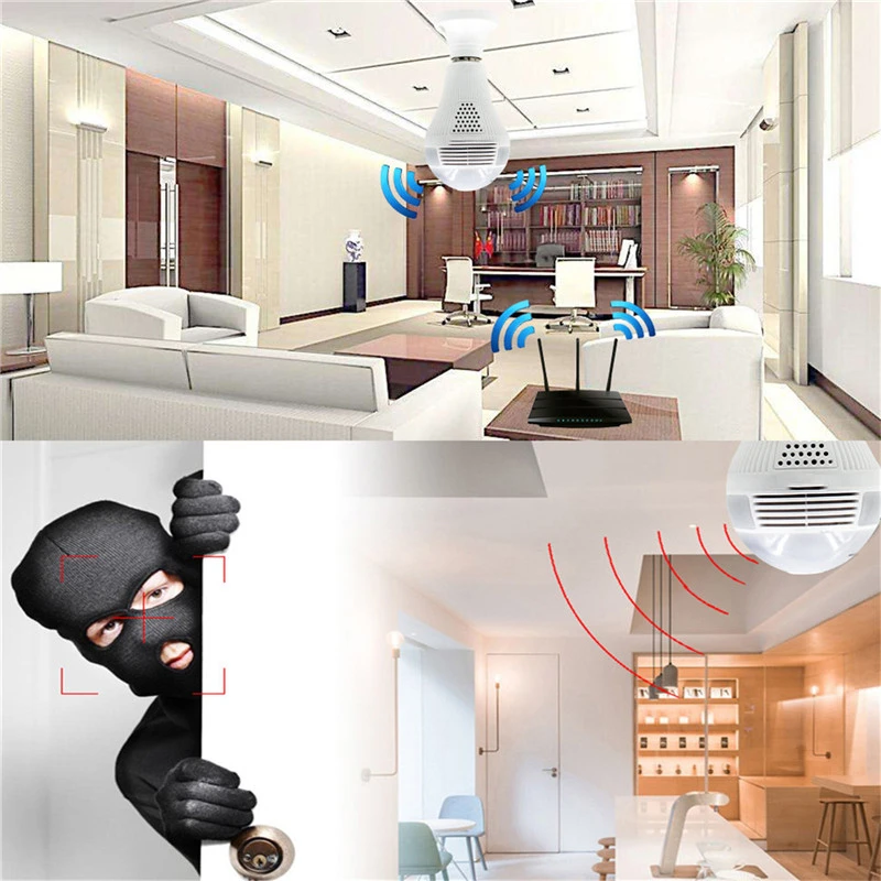 1080P LED mini FishEye 360 degree CCTV camera VR Wireless HD Wifi Light Bulb camera