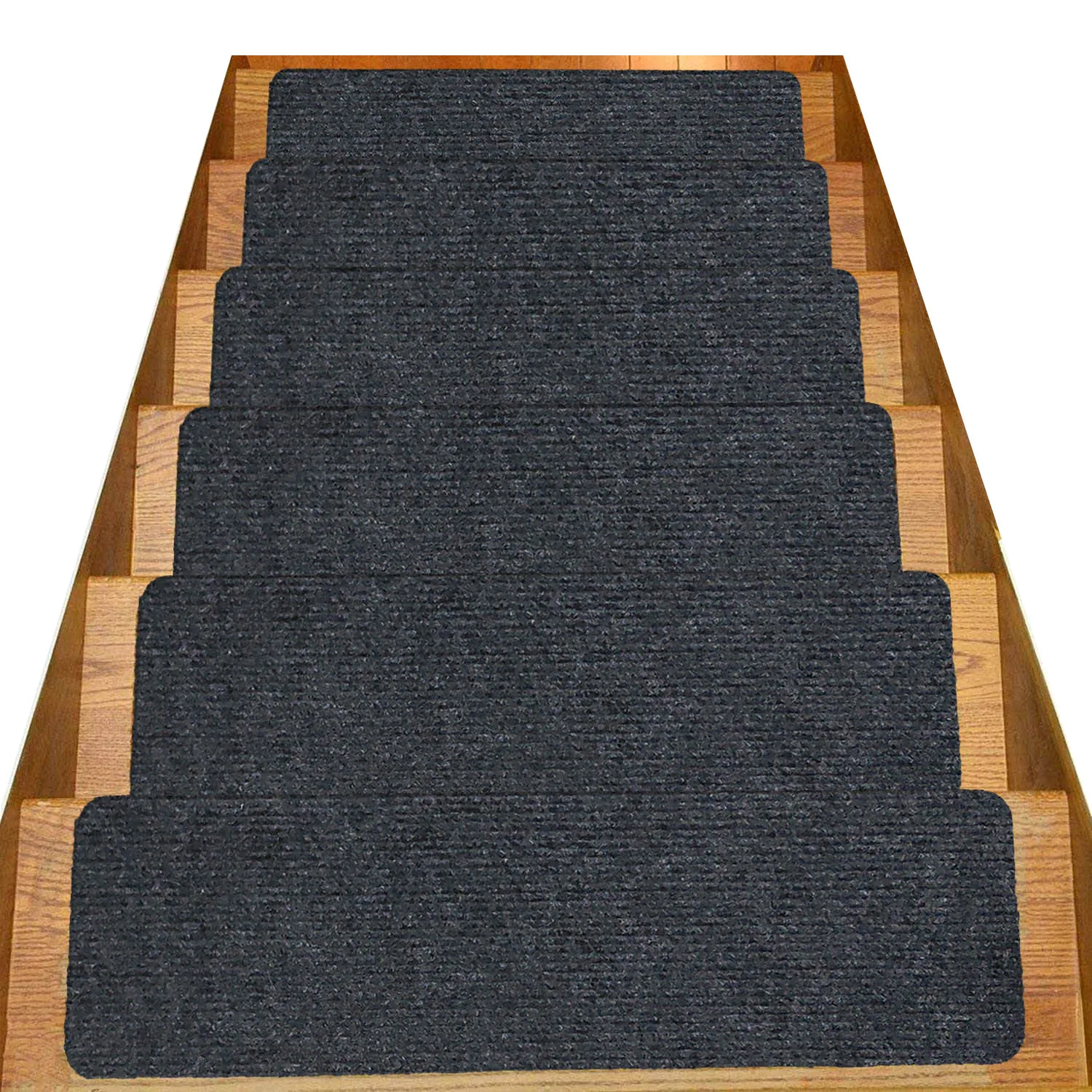 Paidu Manufacturer Solid Color Home Flocking Rubber Stair Mat Anti-slip Back Self-adhesive Non-slip Stair Tread Mats