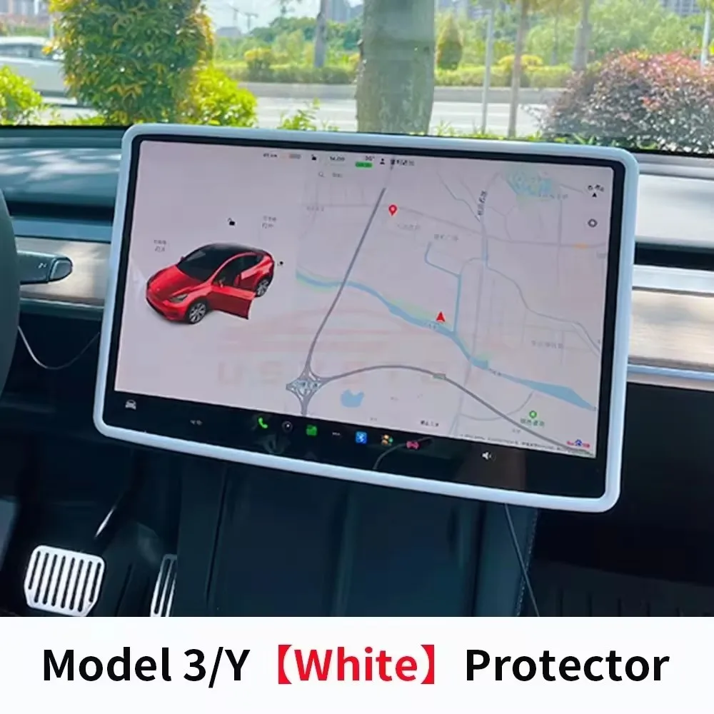 For Tesla Model 3/Y Highland Screen Protector Silicone Frame Display Edge Body Cover Central Control Accessories 2024 2023 2022