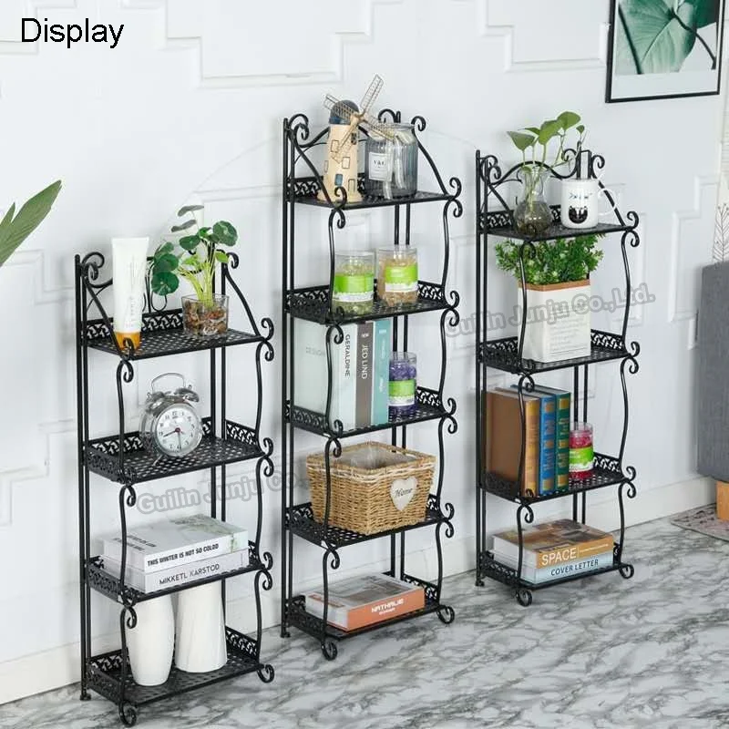 Folding Metal Storage Shelf 5 Layer for Living Room Kitchen Bathroom Corner