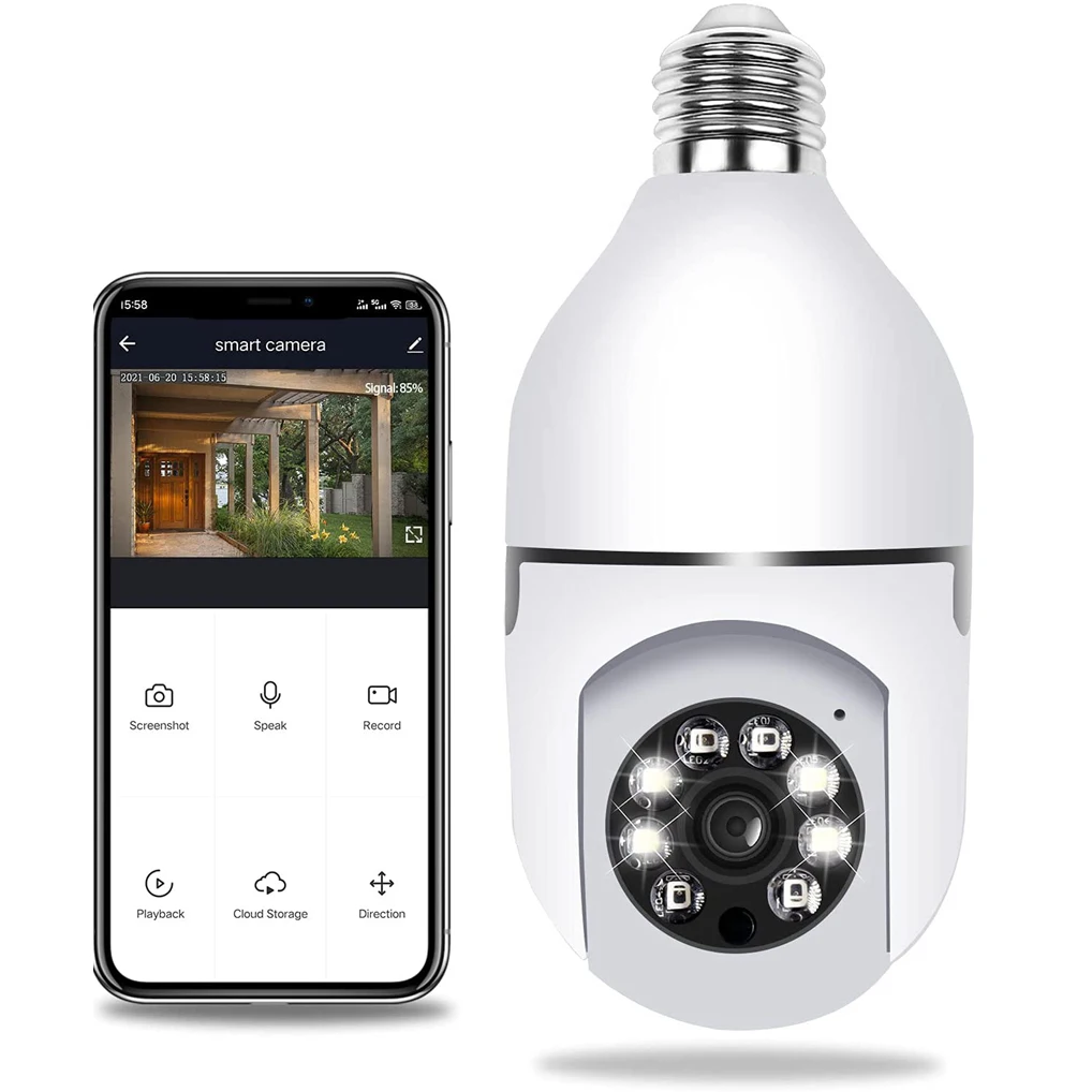 Kadonio Wifi Bulb Camera Smart 2-Way Audio Bulb Security Cctv Camera Light Bulb Ptz Camera