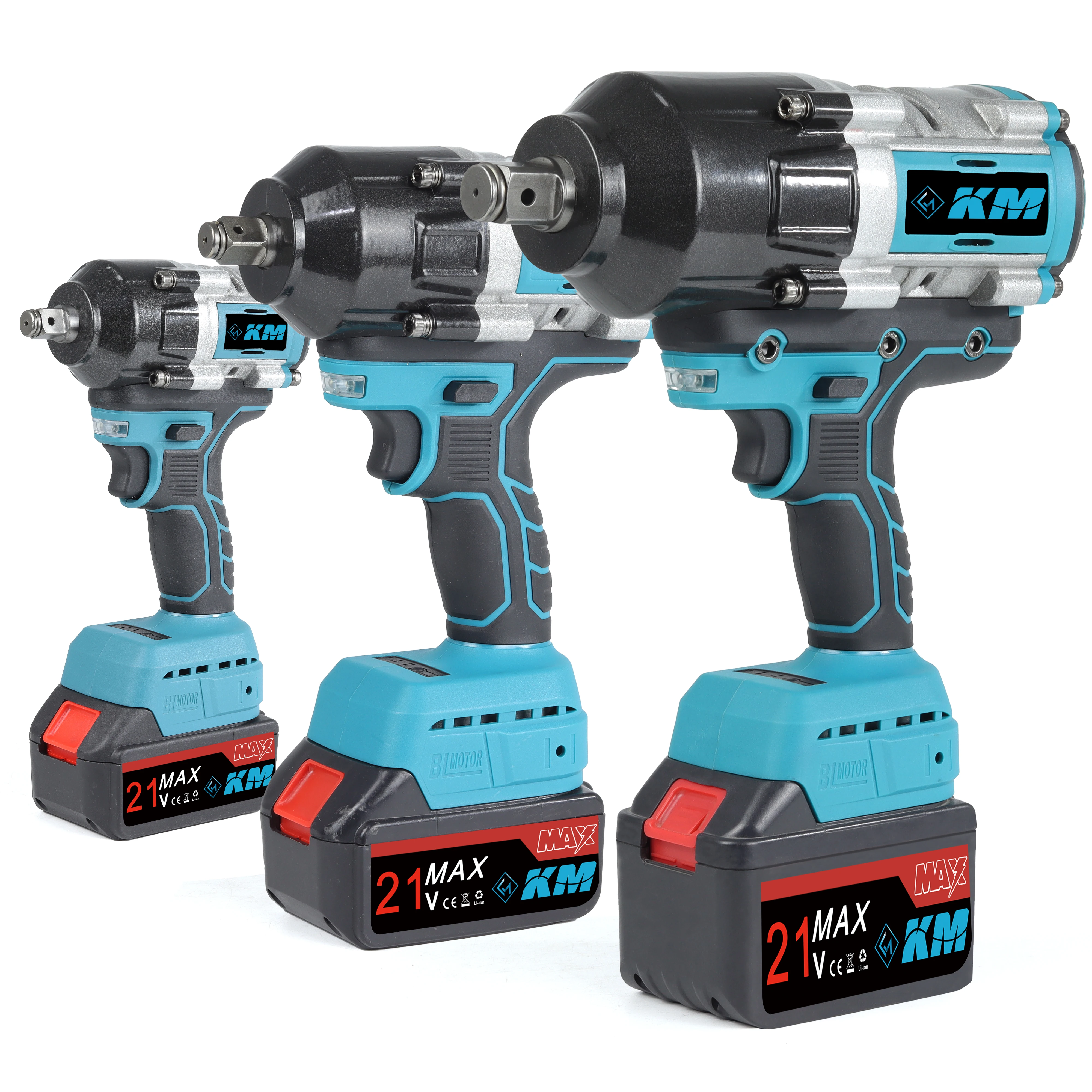 KM Power Tool Electric Impact Wrench Cordless 21V Lithium Battery Power Wrench