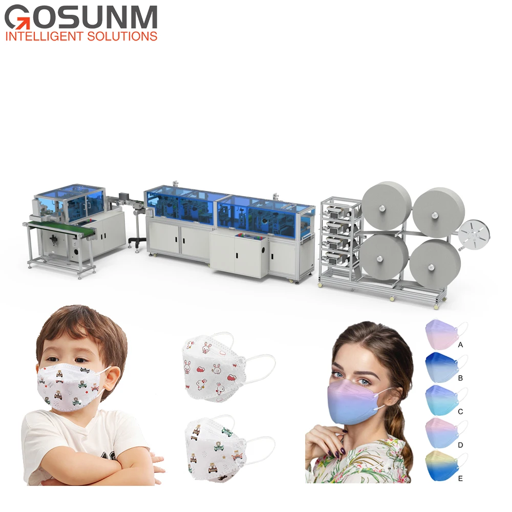 GOSUNM Automatic Korean KF94 150pcs per min 3d fish face mask machine a masque