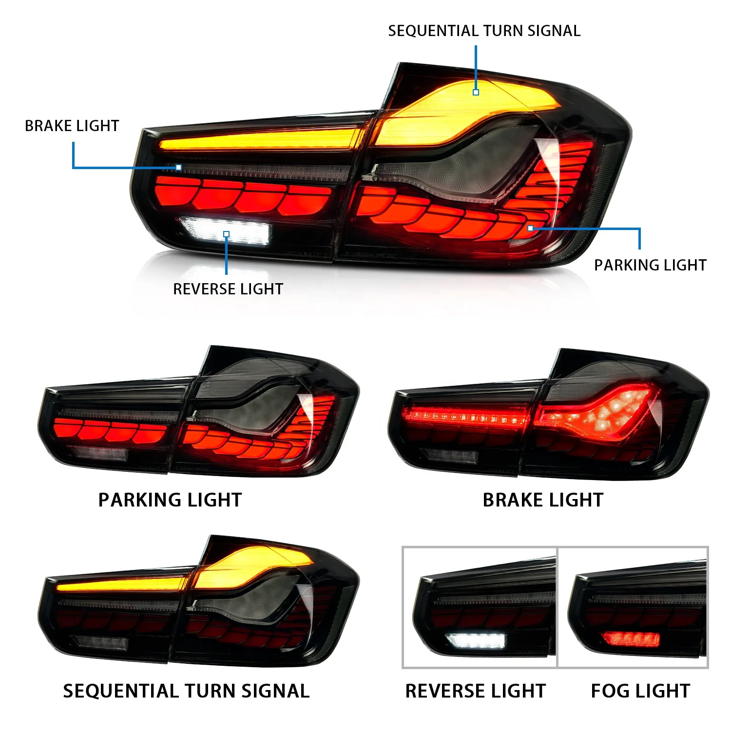  For BMW 3 series led taillight M3 design look with the starting sequence DRL taillamp 2013-2018 F30 F35