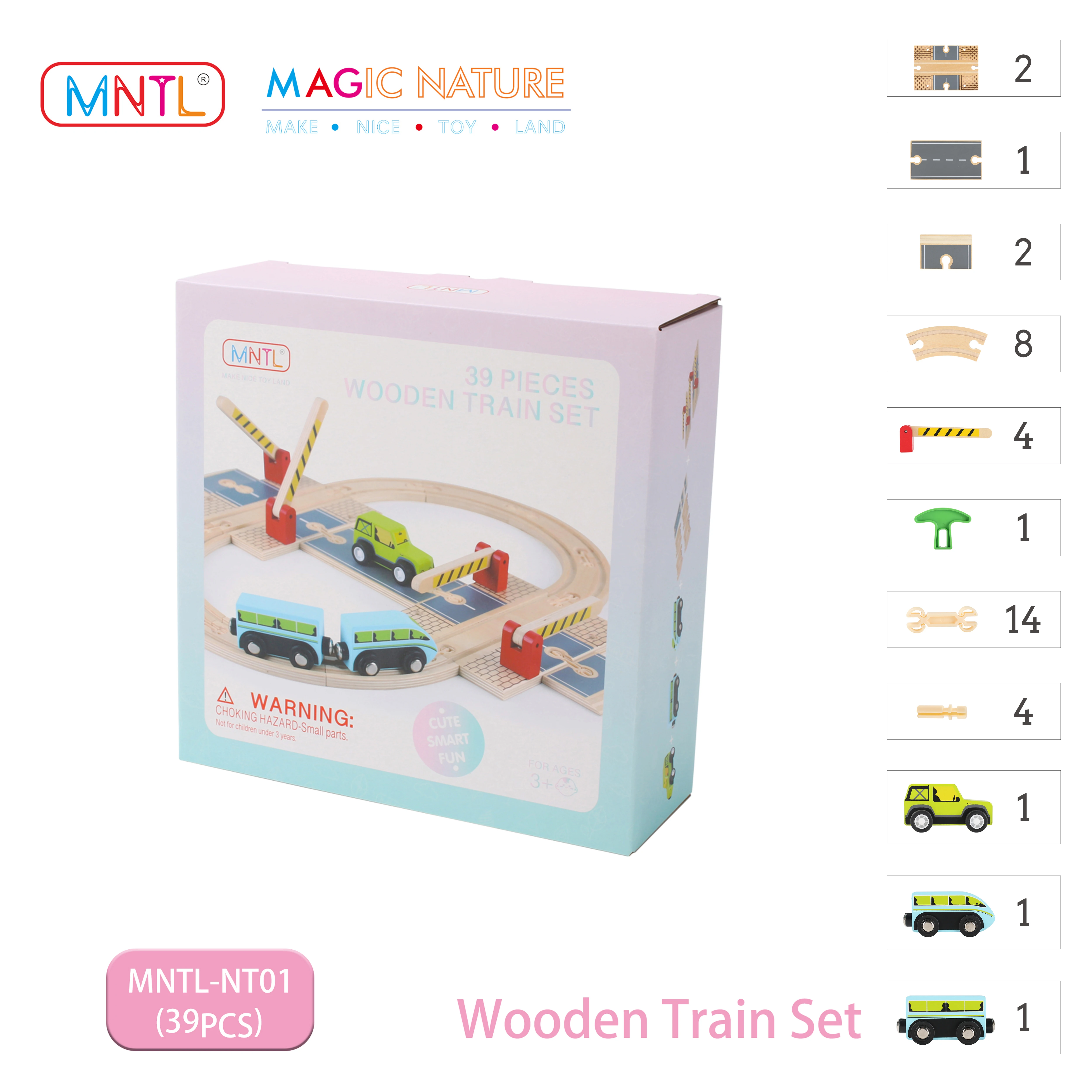 MNTL Wooden Train Rc Drack Car Racing Track Set With Track Sliding Assemble For Kids