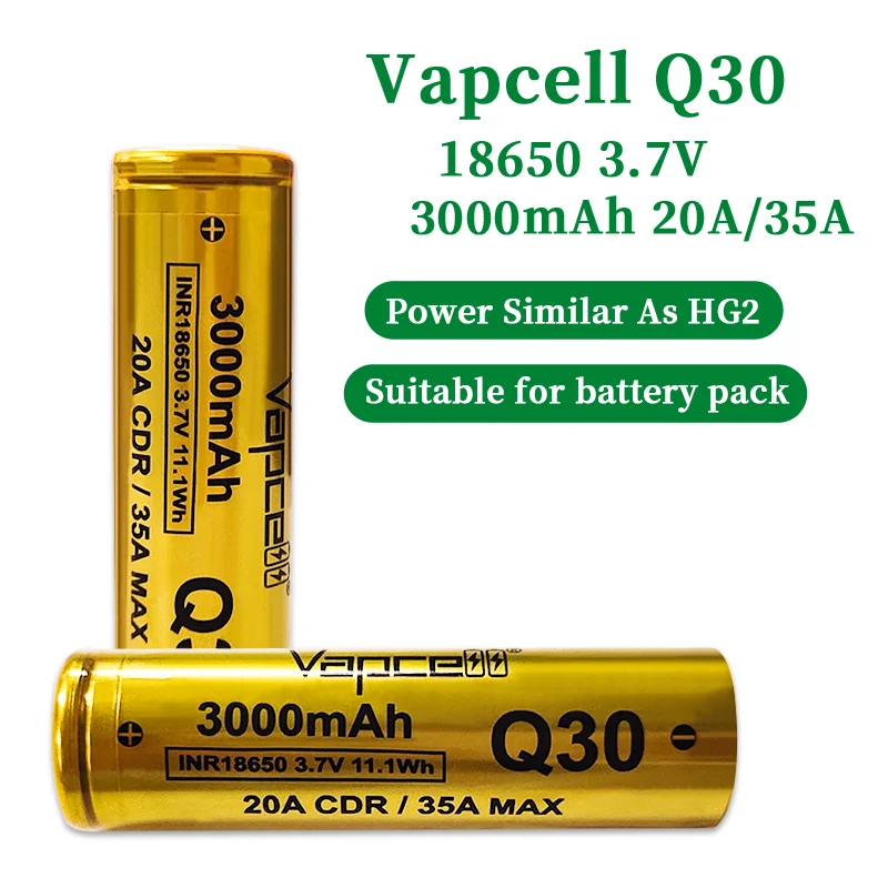 Блок питания Vapcell Q30 INR18650 3000 мАч 20A литий-ионные аккумуляторы 3 6 В 18650 литий-Железный аккумулятор