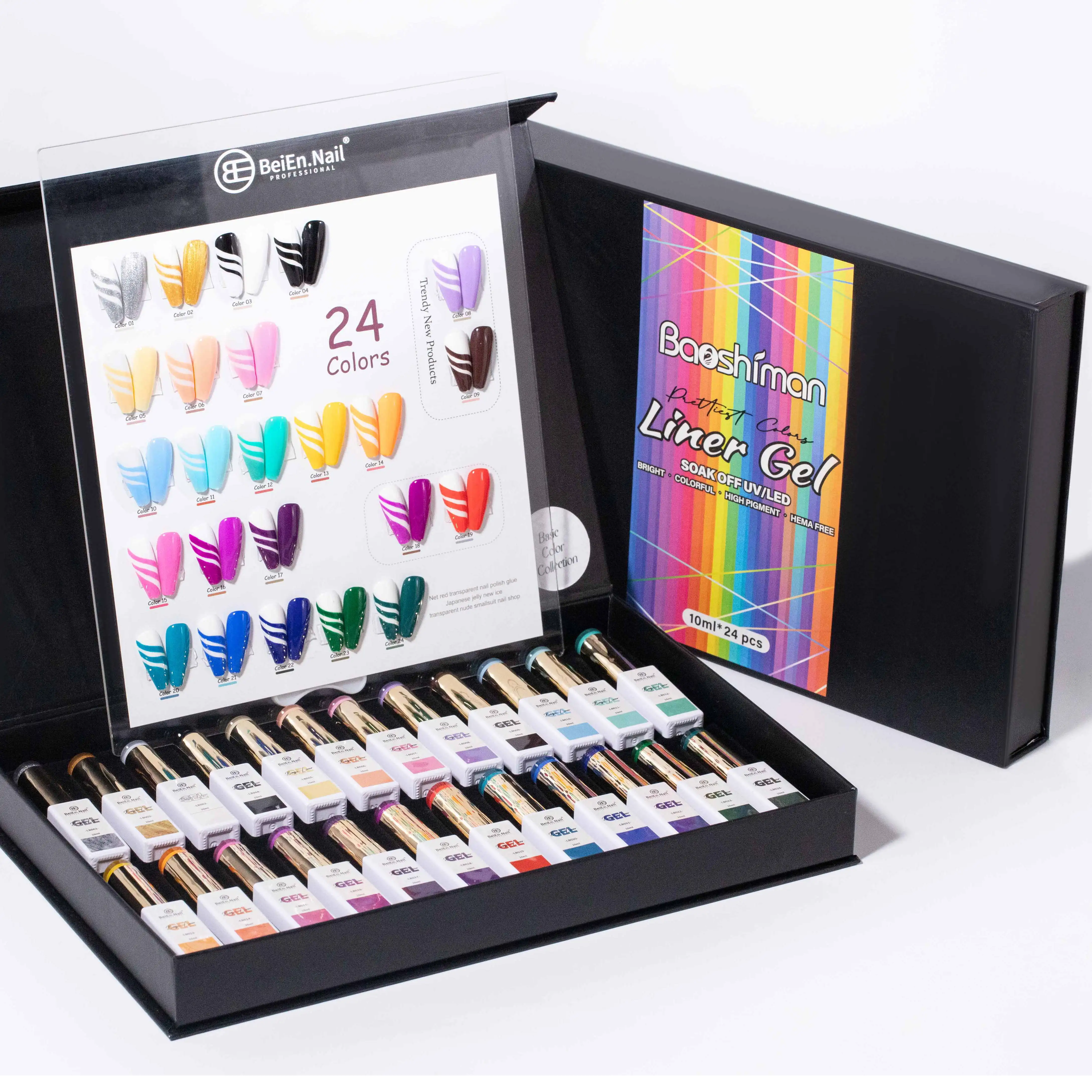 BeiEn Custom Logo Nail Gel Polish Kit 24 High-Pigment Colors Soak UV/LED French Art Painting Varnish Set OEM&ODM Bulk Bottle
