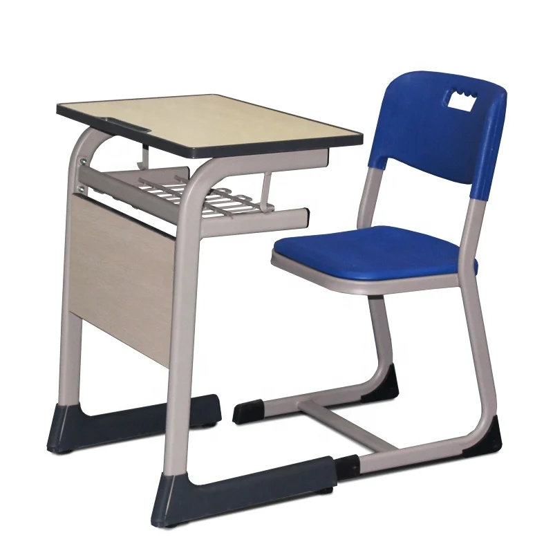 Durable and modern single school furniture study table and chair for middle students