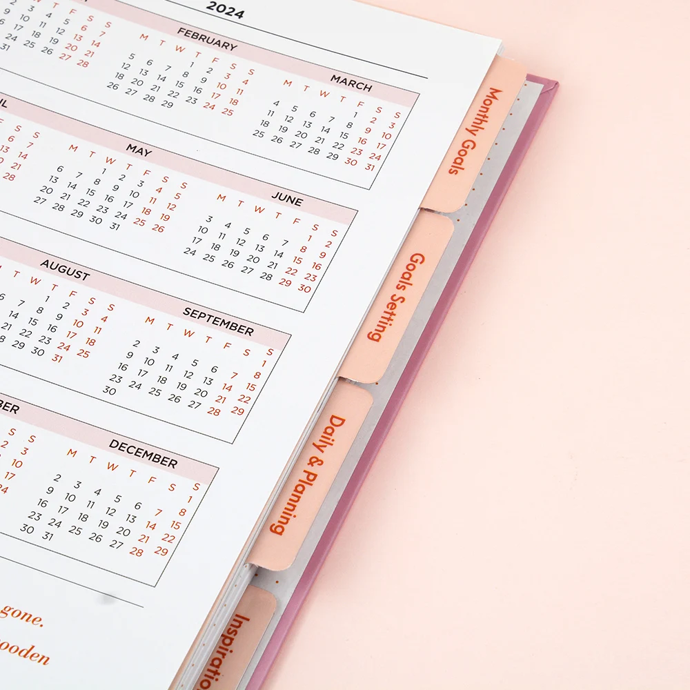 Custom printing A5 Hardcover notebook spiral bound Self care Promotional gift 2025 undated  planner