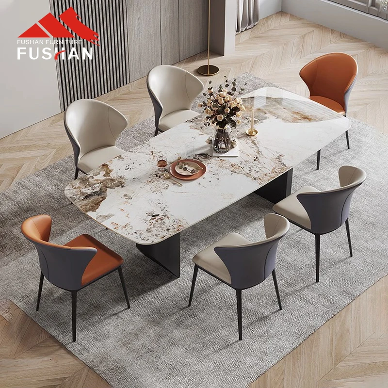 wholesale modern restaurant metal frame leather upholstered dining room chair