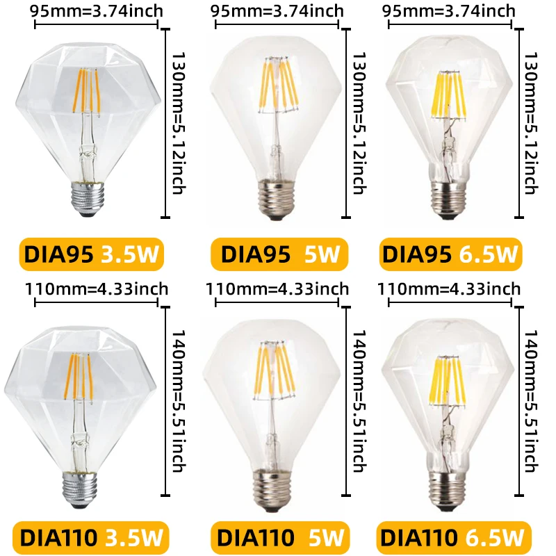 
DIA95 DIA110 LED Light Edison Bulb 110-130V/ 220-240V Decoration Bulb E27/E26/B22 Holiday Lights Novelty Christmas Lamp Lamparas 