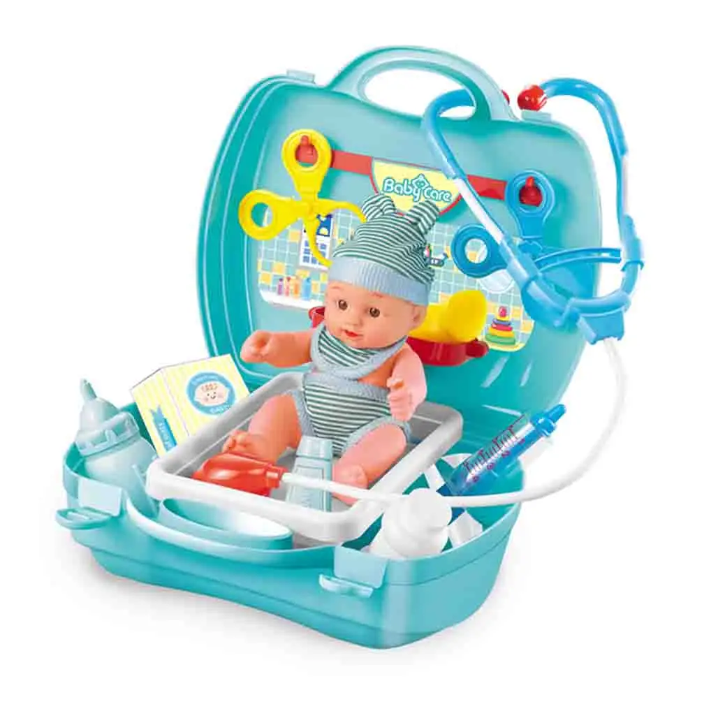 Children Nurse Baby Care Tools Suitcase Toy Plastic Violins Shape Nurse Table Doctor Role Play Medical Nursing Apparatus Toy Set