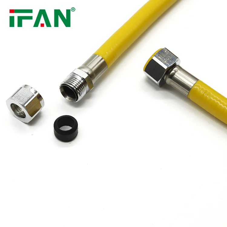 IFAN 1/2 Inch Stainless Steel 304 Flexible Braided Hose with Extended Wire Braided Pipe/ Tube/ Hose Flexible Metal Hose Gas Pipe