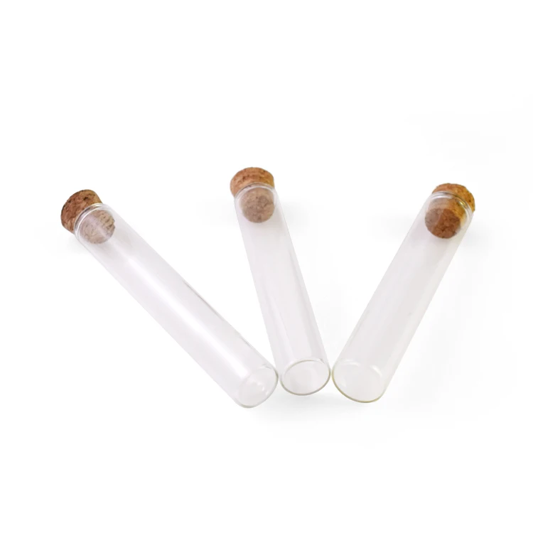 Wholesale Customizable Flat Bottom Round Bottom Pre Tube Packaging,115mm 120mm 150mm Mini Glass Test Tube Tube with Cork Stopper