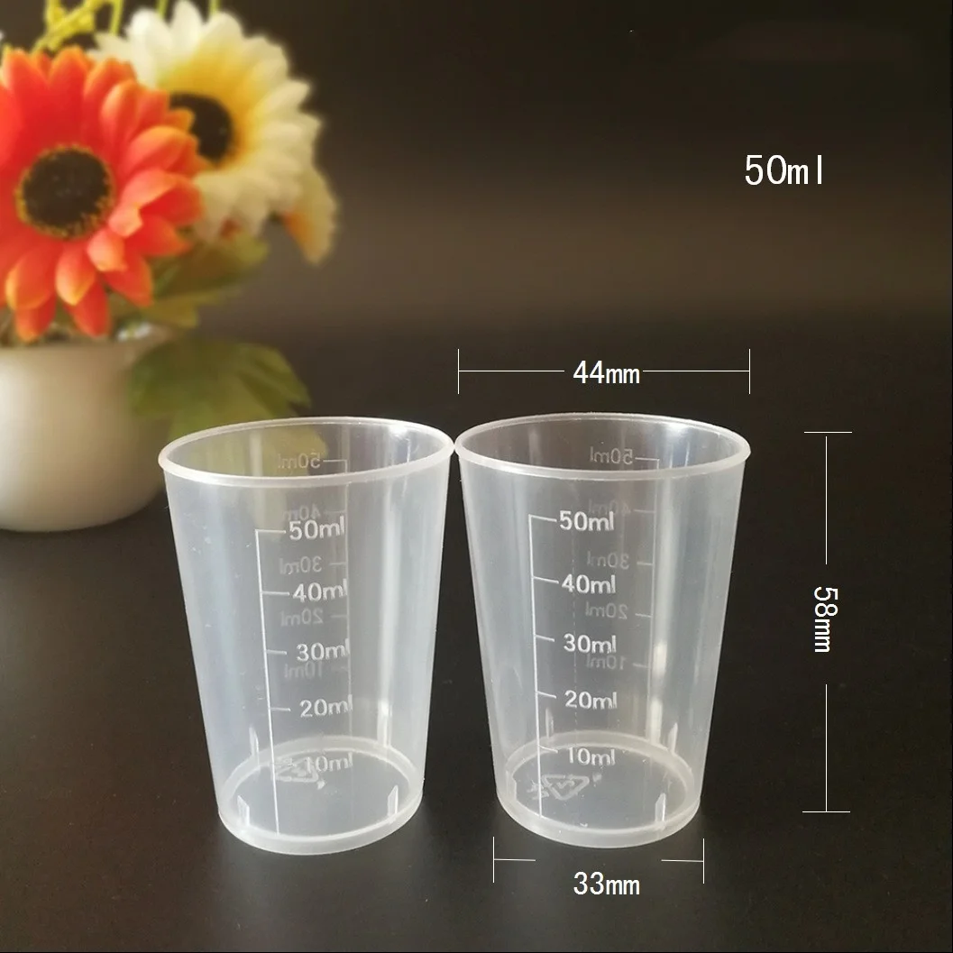 Hot Sale Laboratory 50ml Clear Plastic Measuring Beaker Cups PP plastic liquid scale measurement cup medicine measuring cups