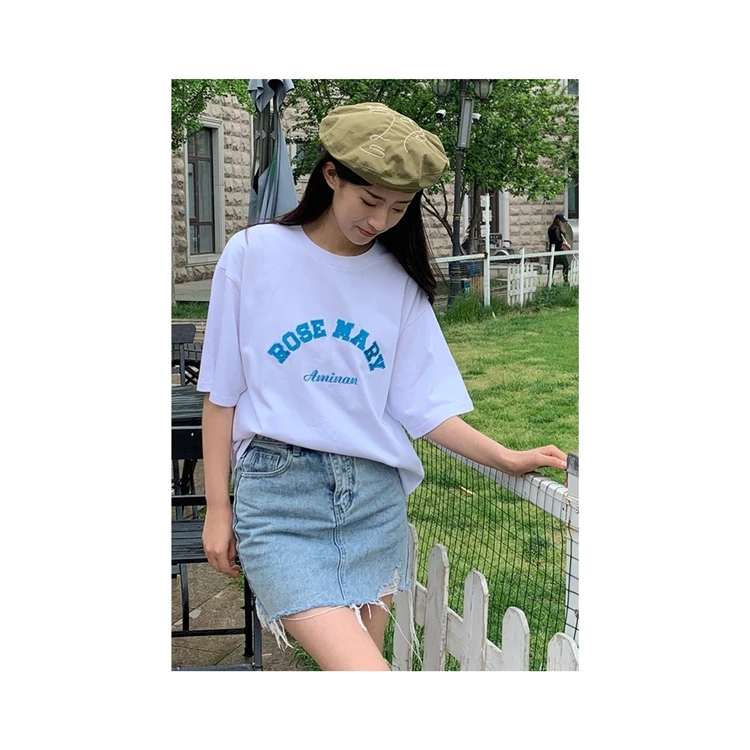 Manufacturer Supplier No Decoration Graphic Print Short-sleeve T-shirt Suitable For Women