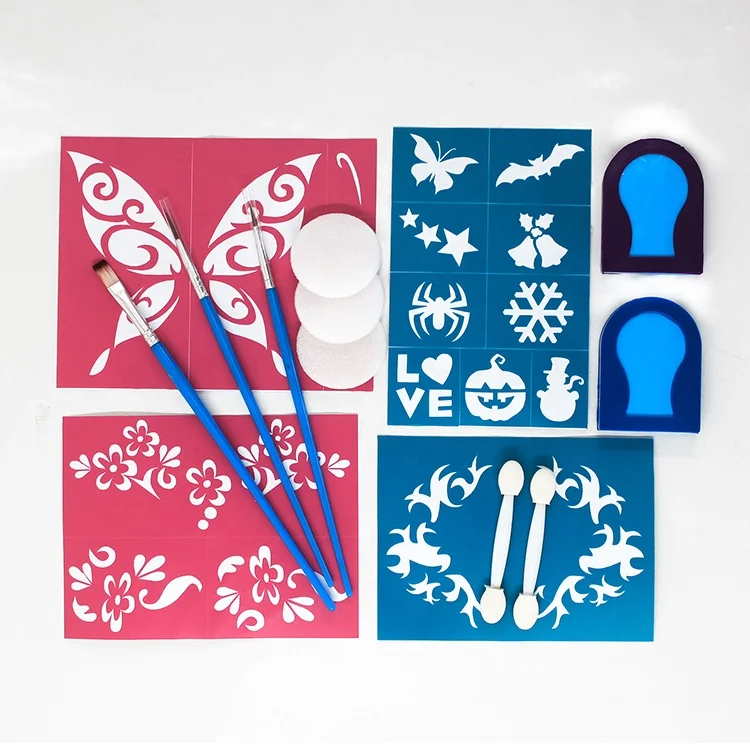 Water Activated Professional Face Paint Tattoo Plastic Tray Non-toxic Purple Face Painting Kit Halloween Paint Palette