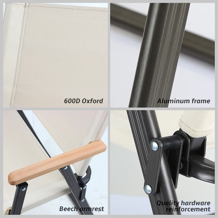 Beach Foldable Portable Lightweight Aluminum Camp Chairs Outdoor Camping Wood Pattern Easy Folding Low Chair