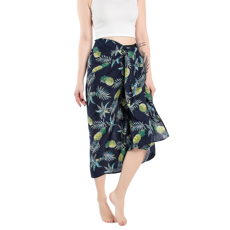 2022 Tropical Flower Printed Design Rayon Sarongs Beachwear High Quality Pareo Beach Cover Up 180cm x 110cm