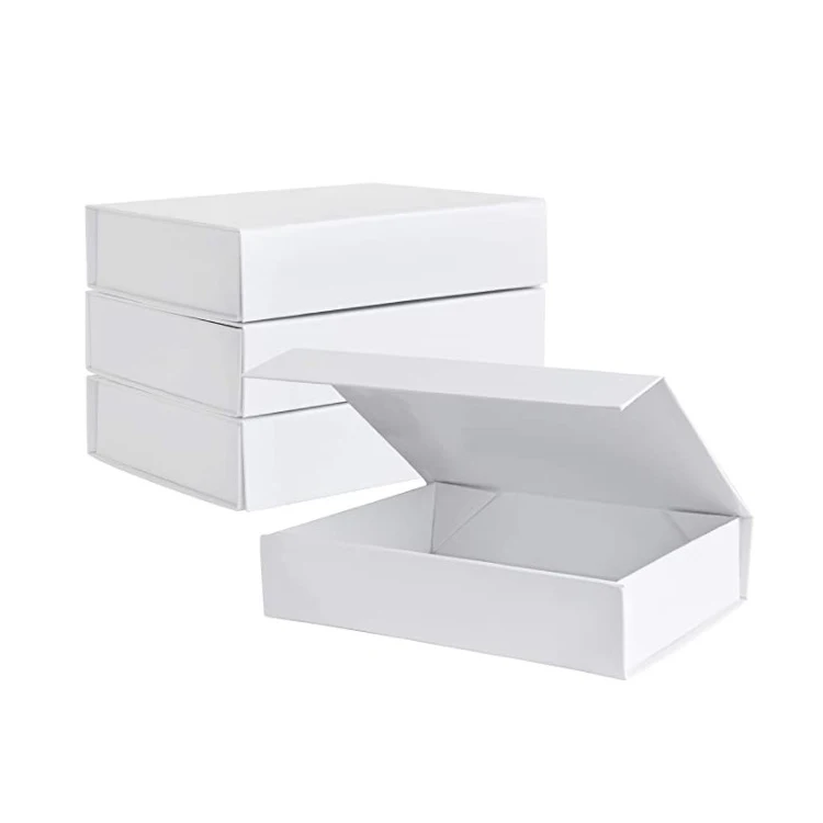 Белая жесткая Подарочная коробка с магнитной крышкой, прямоугольные маленькие коробки для подарков с белой глянцевой отделкой