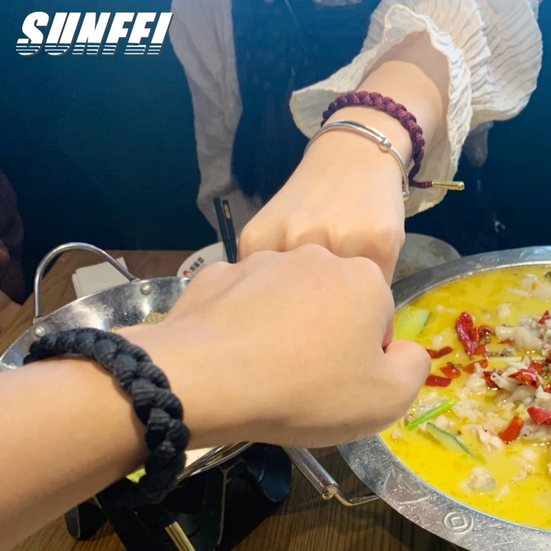 Customized outdoor sports hand rope men charm wristband braided shoelace rope bracelet with Aglet and Barrels for boy