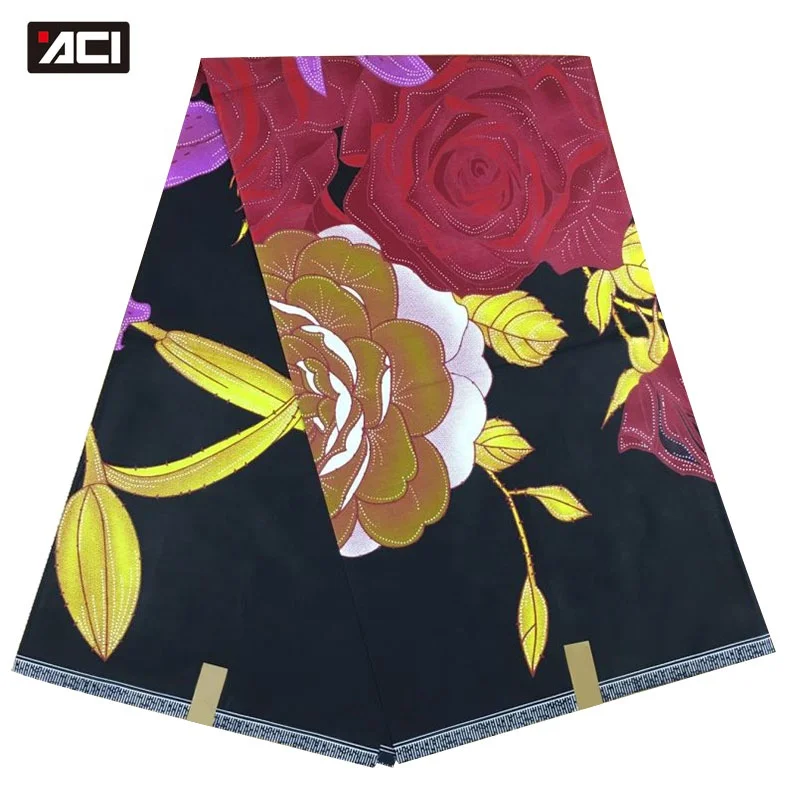 ACI Customized African Wax Prints Fabric Ankara 100% Cotton Veritable Wax Super Java Print Fabric 6 Yards/Piece