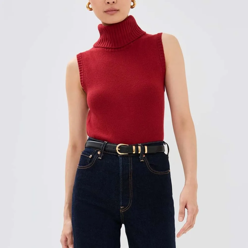 Knitwear Manufacturer Custom Spring Summer Autumn Winter Casual Turtleneck Sleeveless Sweater Knit Pullover Vest