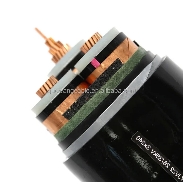 MV 8.7/15kV Cross Linked Polyethylene Insulation Steel Tape Armour Cable 3x400 mm YJV22