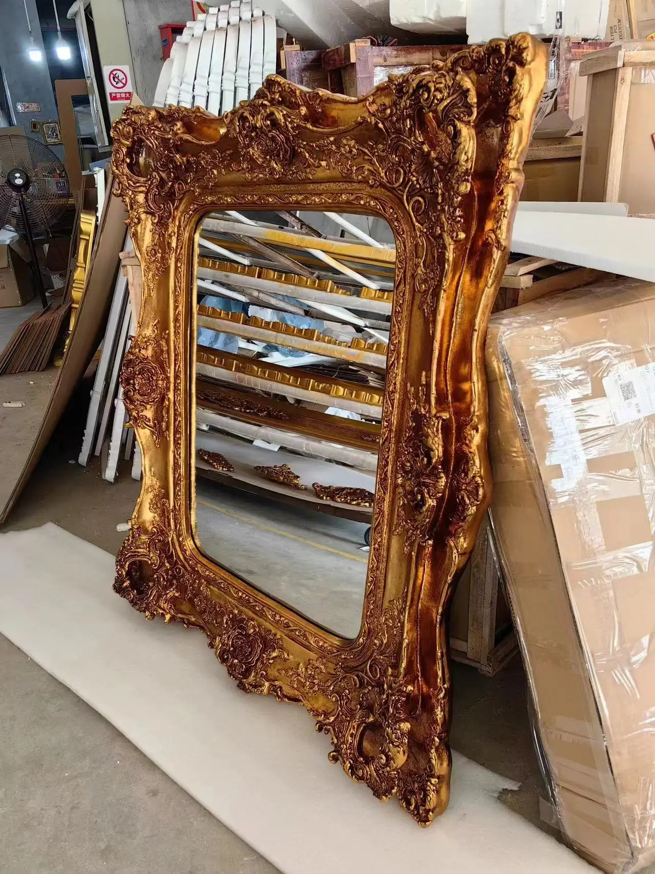 Customized Ornate Antique Large Gold Foil Baroque Art Canvas Vintage Picture Mirror Painting Frame